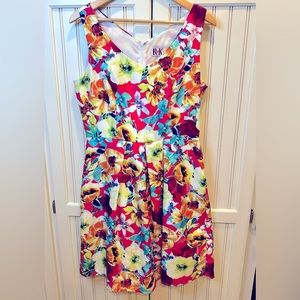 R&K Original Spring Floral Pleated Dress with Pockets